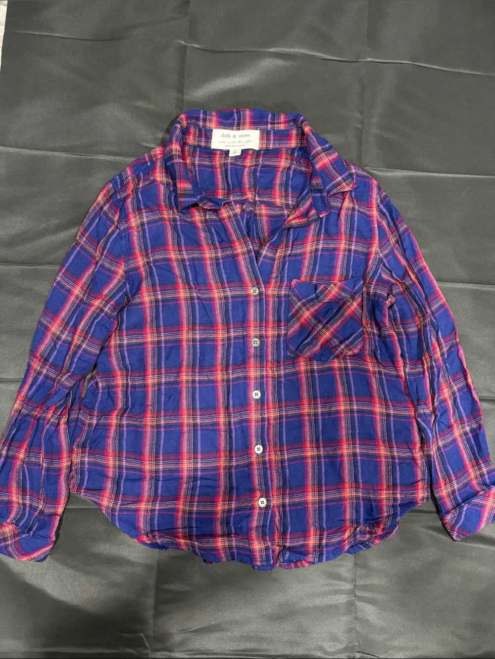 Anthropologie Purple and Pink Plaid Button-Down Shirt